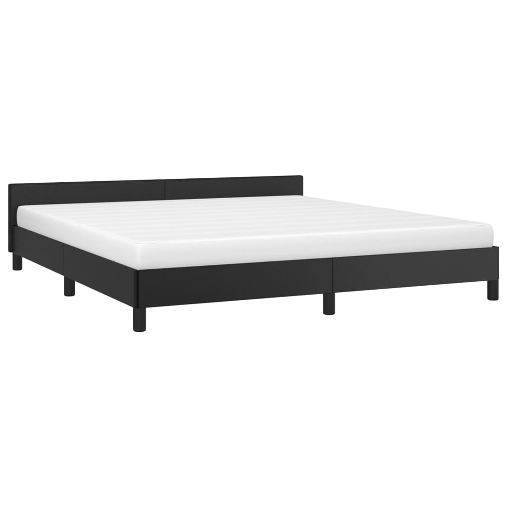 vidaXL Bed Frame with Headboard Black 39.4"x79.9" Twin XL Faux Leather-30