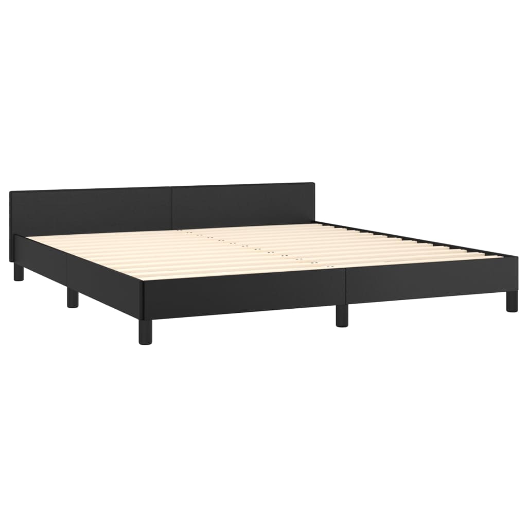 vidaXL Bed Frame with Headboard Black 39.4"x79.9" Twin XL Faux Leather-43