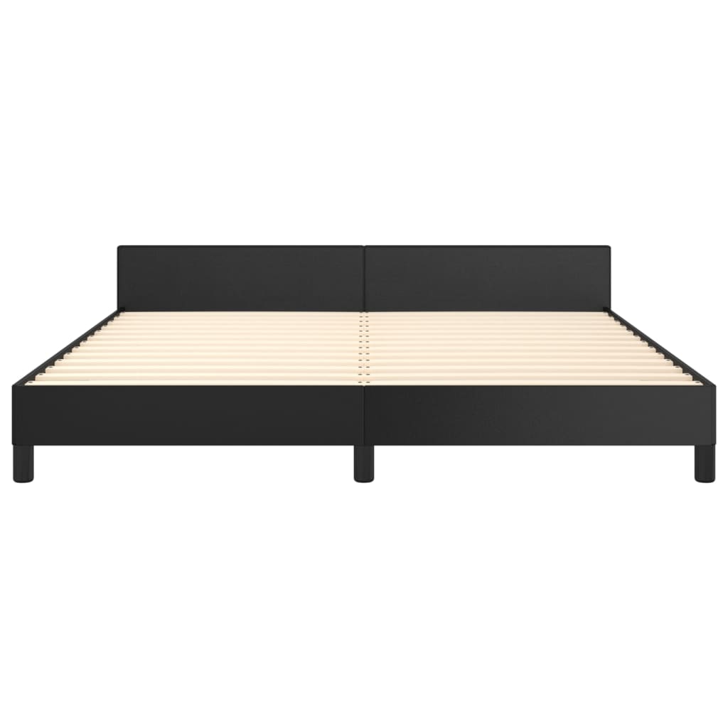 vidaXL Bed Frame with Headboard Black 39.4"x79.9" Twin XL Faux Leather-49