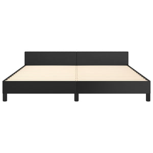 vidaXL Bed Frame with Headboard Black 39.4"x79.9" Twin XL Faux Leather-49