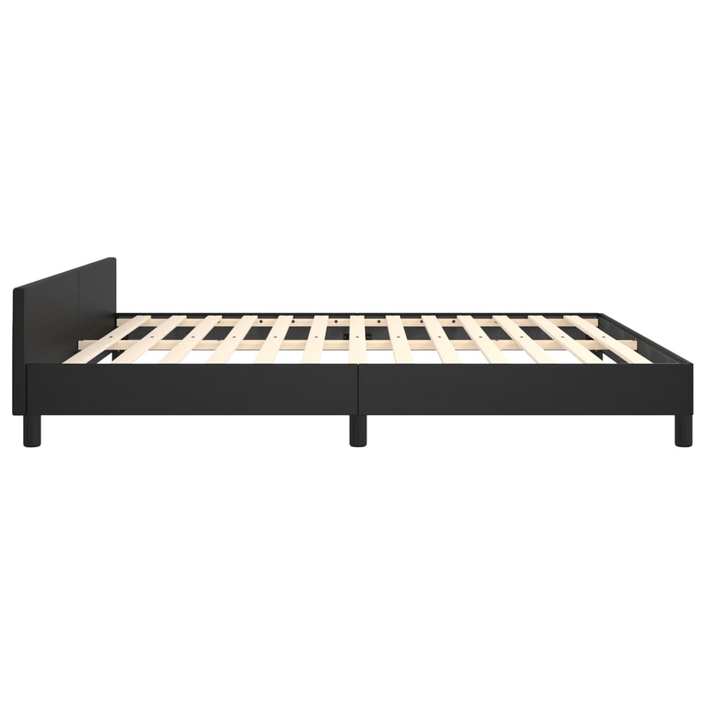 vidaXL Bed Frame with Headboard Black 39.4"x79.9" Twin XL Faux Leather-55