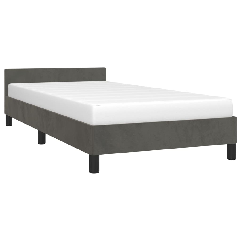 vidaXL Bed Frame with Headboard Black 39.4"x74.8" Twin Velvet-57