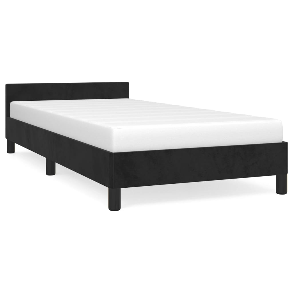 vidaXL Bed Frame with Headboard Black 39.4"x74.8" Twin Velvet-70