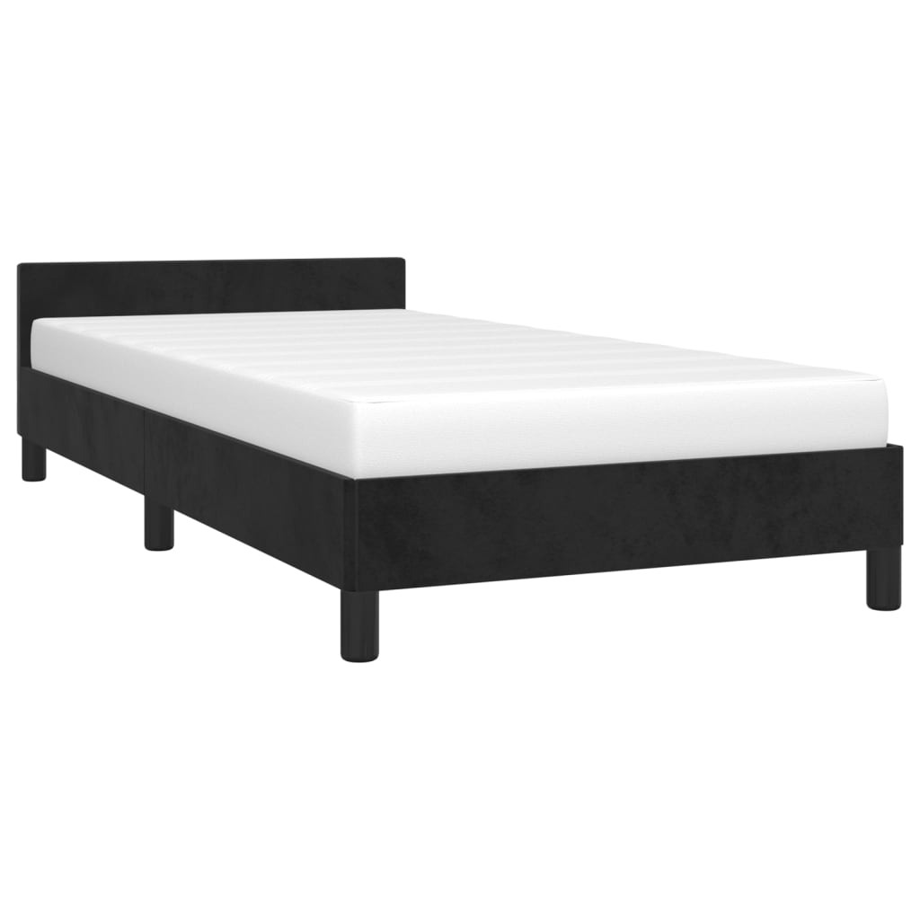 vidaXL Bed Frame with Headboard Black 39.4"x74.8" Twin Velvet-1