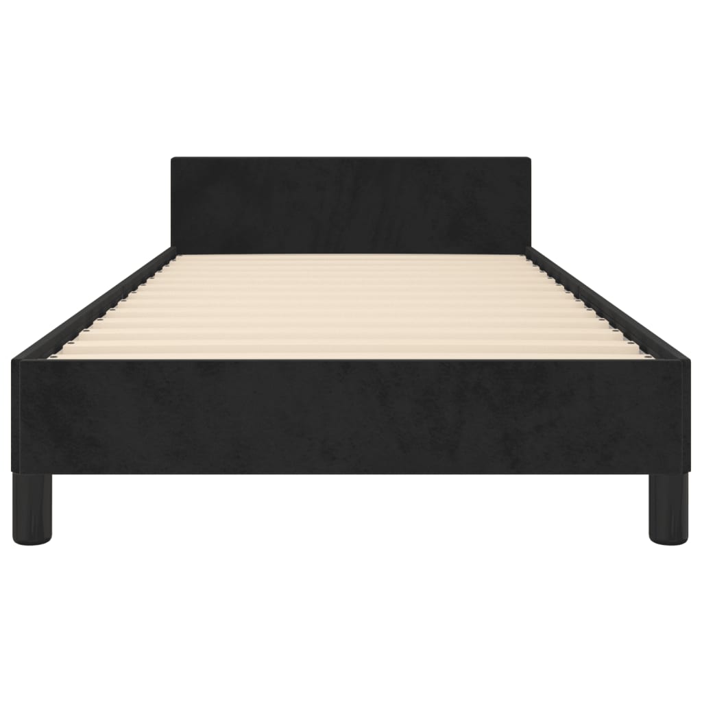 vidaXL Bed Frame with Headboard Black 39.4"x74.8" Twin Velvet-9