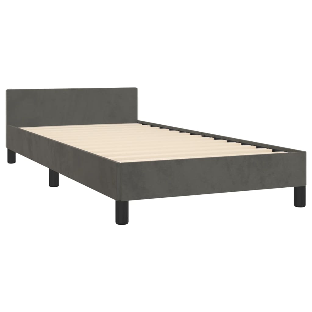 vidaXL Bed Frame with Headboard Black 39.4"x74.8" Twin Velvet-4