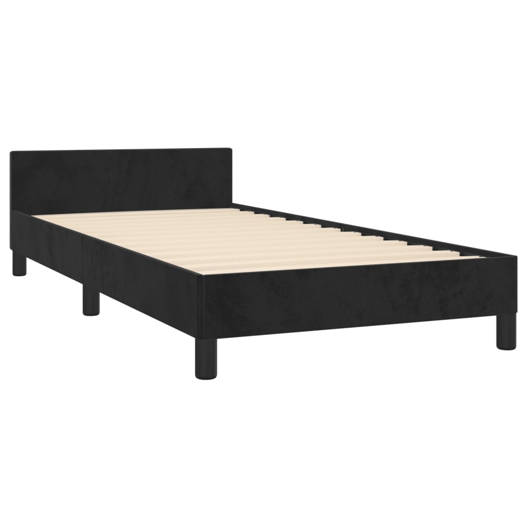 vidaXL Bed Frame with Headboard Black 39.4"x74.8" Twin Velvet-75