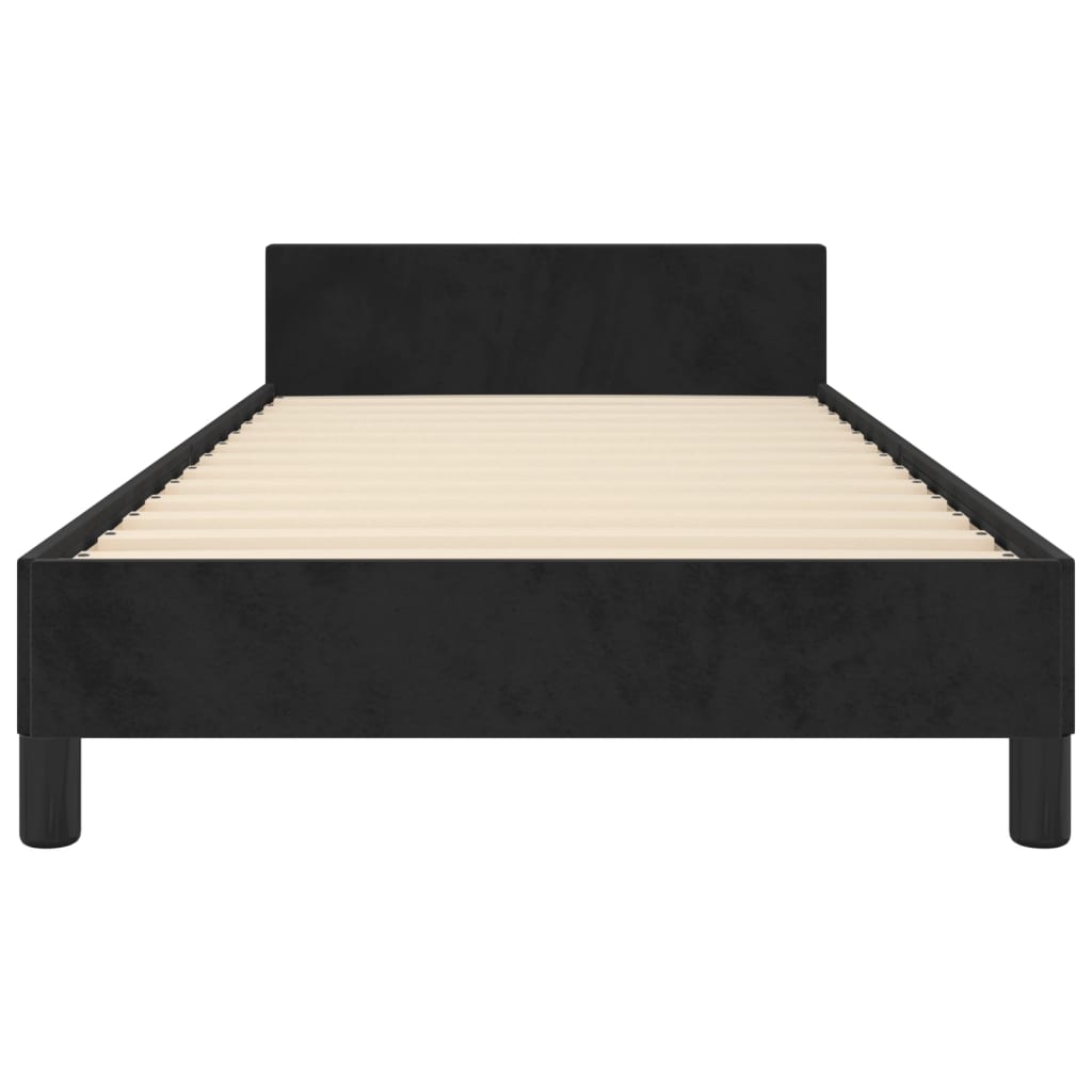 vidaXL Bed Frame with Headboard Black 39.4"x74.8" Twin Velvet-85