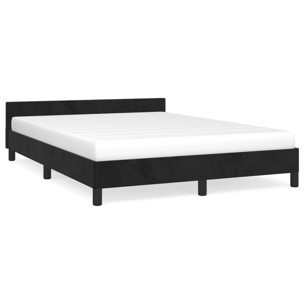 vidaXL Bed Frame with Headboard Black 39.4"x74.8" Twin Velvet-80