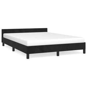 vidaXL Bed Frame with Headboard Black 39.4"x74.8" Twin Velvet-80