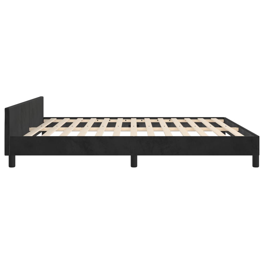 vidaXL Bed Frame with Headboard Black 39.4"x74.8" Twin Velvet-56