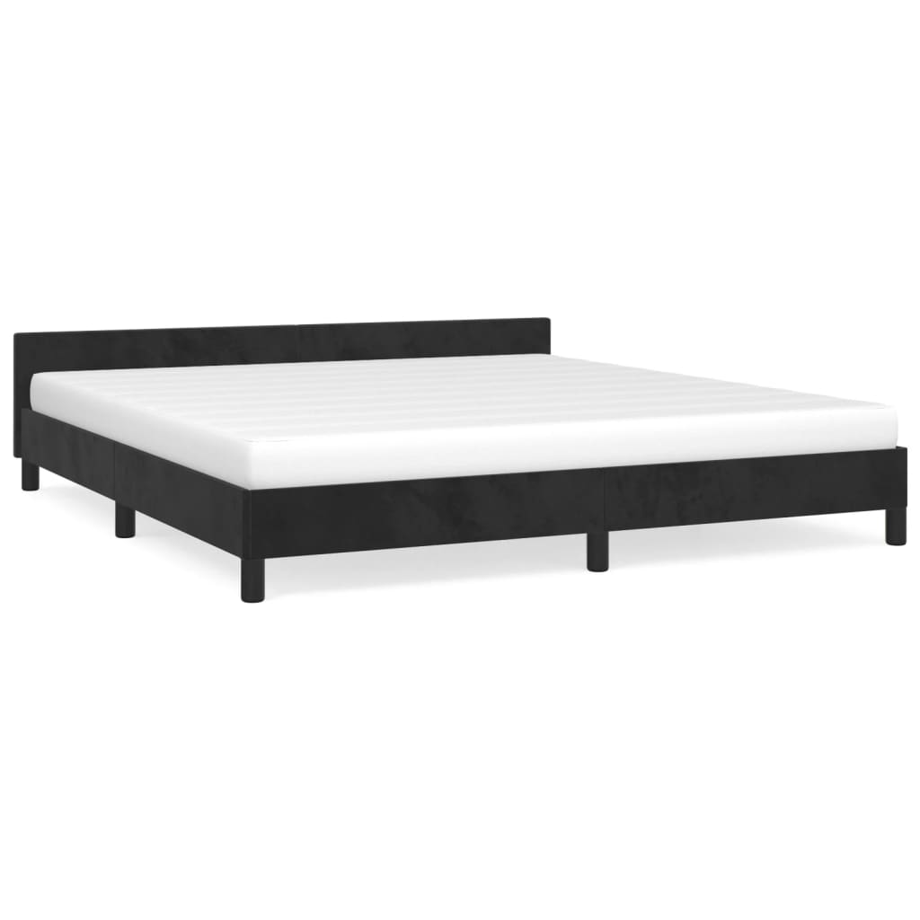 vidaXL Bed Frame with Headboard Black 39.4"x74.8" Twin Velvet-6