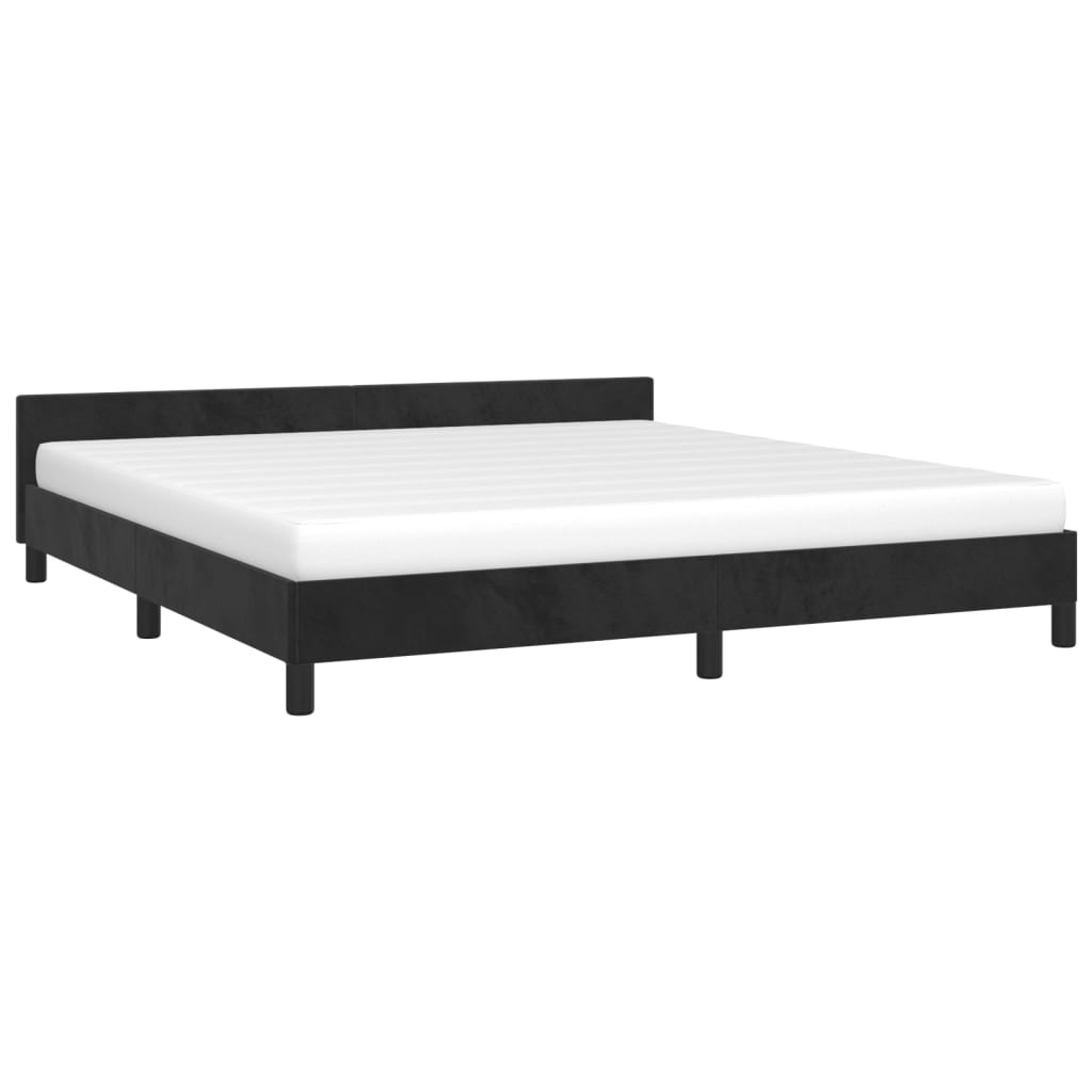 vidaXL Bed Frame with Headboard Black 39.4"x74.8" Twin Velvet-71