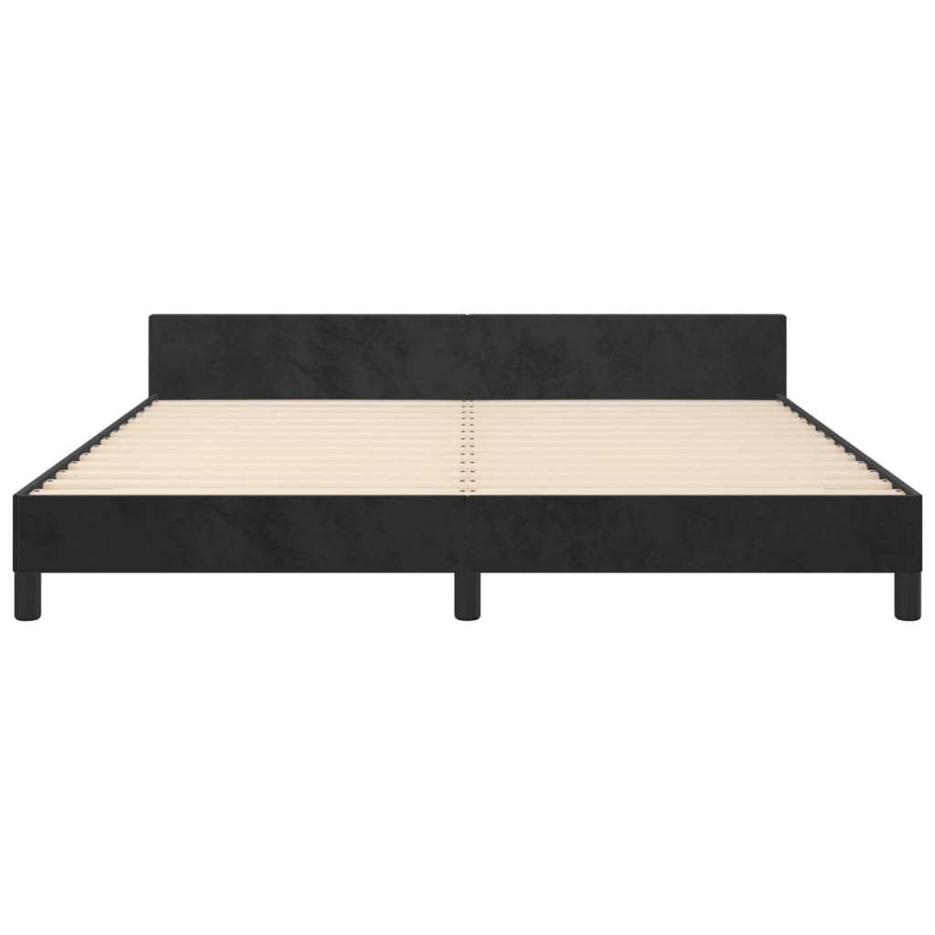 vidaXL Bed Frame with Headboard Black 39.4"x74.8" Twin Velvet-36