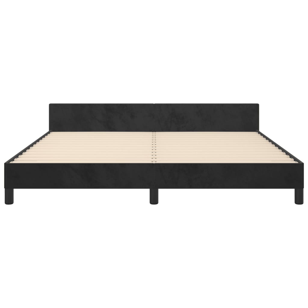 vidaXL Bed Frame with Headboard Black 39.4"x74.8" Twin Velvet-5