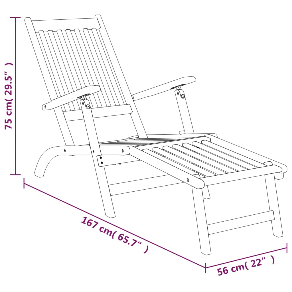 vidaXL Patio Deck Chairs with Footrests 2 pcs Solid Wood Acacia-5