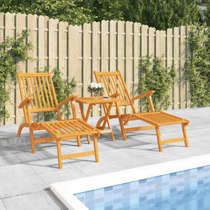 vidaXL Patio Deck Chairs with Footrests and Table Solid Wood Acacia-0