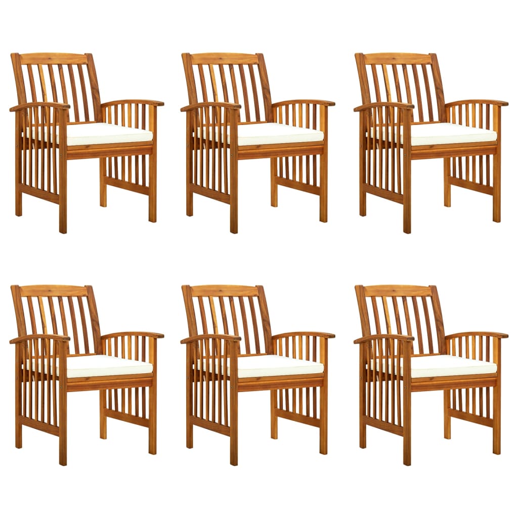 vidaXL Patio Dining Chairs Outdoor Patio Chair with Cushions Solid Wood Acacia-8