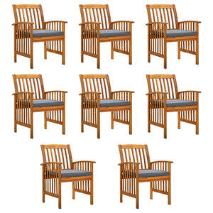 vidaXL Patio Dining Chairs Outdoor Patio Chair with Cushions Solid Wood Acacia-5