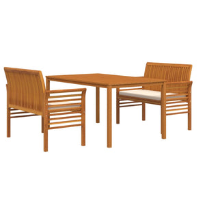 vidaXL 3 Piece Patio Dining Set with Cushions Solid Wood Acacia-1