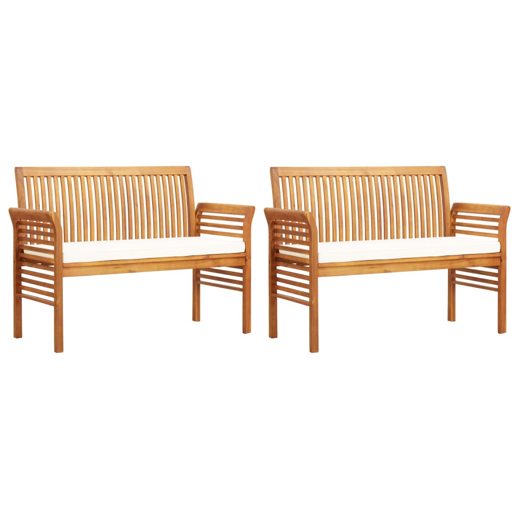 vidaXL 3 Piece Patio Dining Set with Cushions Solid Wood Acacia-4