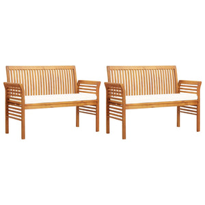 vidaXL 3 Piece Patio Dining Set with Cushions Solid Wood Acacia-4