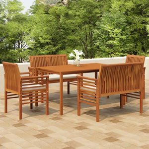 vidaXL 5 Piece Patio Dining Set with Cushions Solid Wood Acacia-0