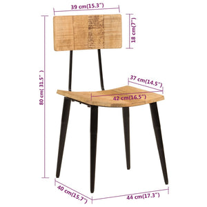 vidaXL Dining Chairs 2 pcs 17.3"x15.7"x31.5" Solid Wood Mango-5