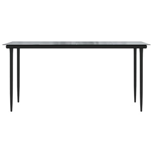 vidaXL Patio Dining Table Black 31.5"x31.5"x29.1" Steel and Glass-11