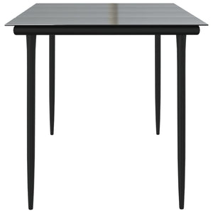 vidaXL Patio Dining Table Black 31.5"x31.5"x29.1" Steel and Glass-14