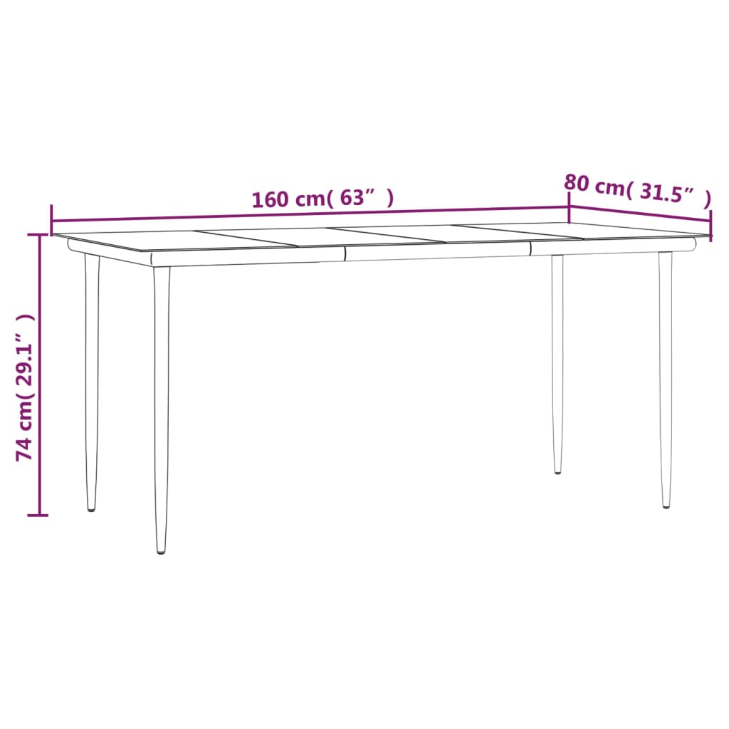 vidaXL Patio Dining Table Black 31.5"x31.5"x29.1" Steel and Glass-8