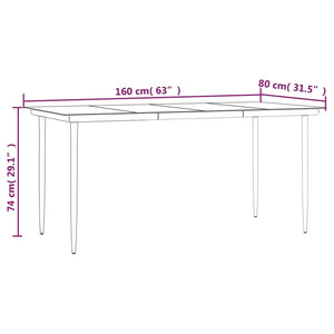 vidaXL Patio Dining Table Black 31.5"x31.5"x29.1" Steel and Glass-8