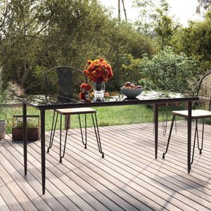 vidaXL Patio Dining Table Black 31.5"x31.5"x29.1" Steel and Glass-5