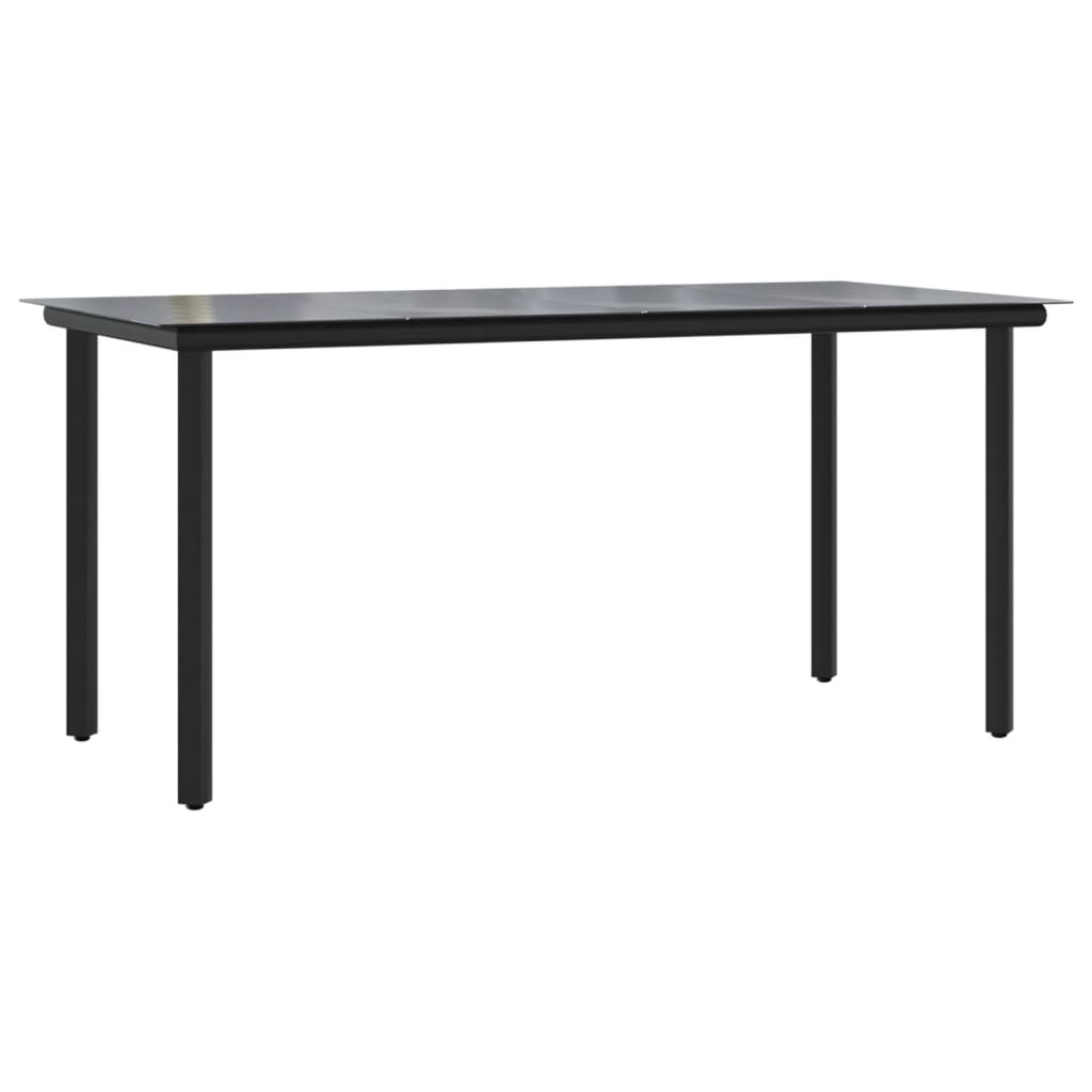 vidaXL Outdoor Dining Table Patio Table with Glass Top Garden Furniture Steel-22