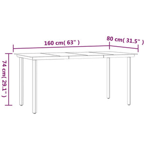 vidaXL Outdoor Dining Table Patio Table with Glass Top Garden Furniture Steel-5