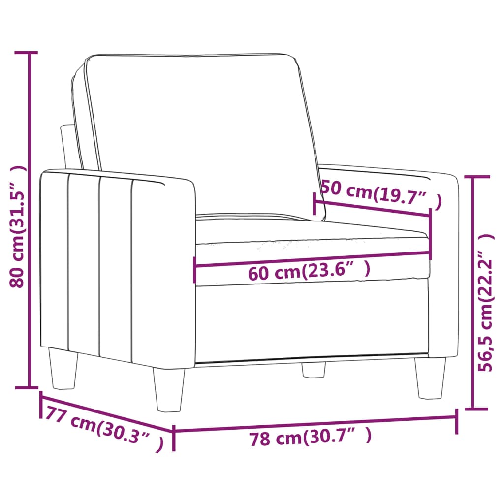 vidaXL 3-Seater Sofa Dark Gray 82.7" Fabric-71