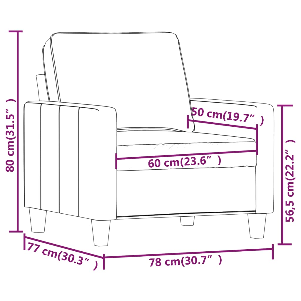 vidaXL 3-Seater Sofa Dark Gray 82.7" Fabric-42