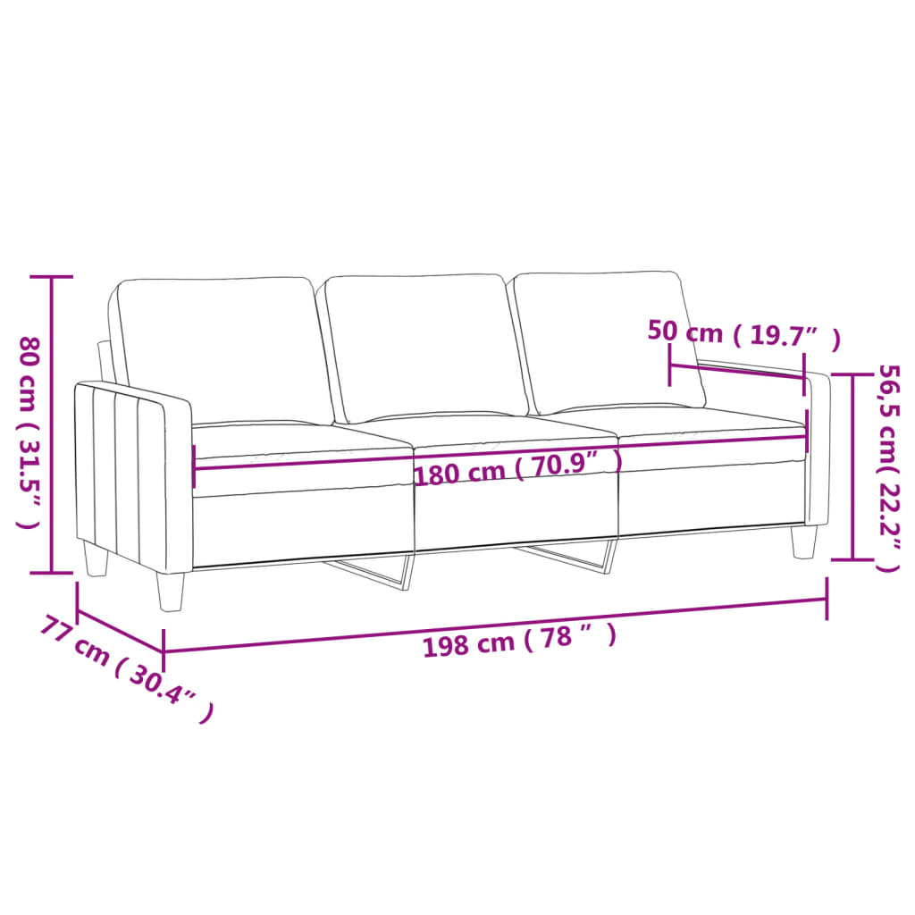 vidaXL 3-Seater Sofa Dark Gray 82.7" Fabric-31