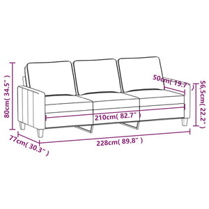 vidaXL 3-Seater Sofa Dark Gray 82.7" Fabric-60