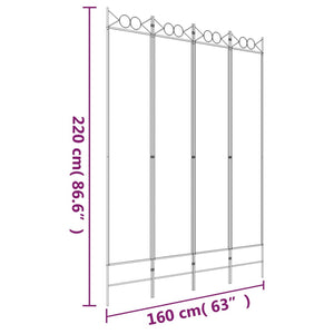 vidaXL 4-Panel Room Divider Anthracite 63"x86.6" Fabric-61