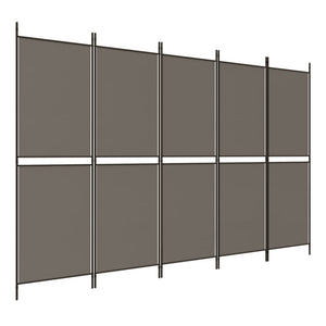 vidaXL 5-Panel Room Divider Anthracite 98.4"x70.9" Fabric-0