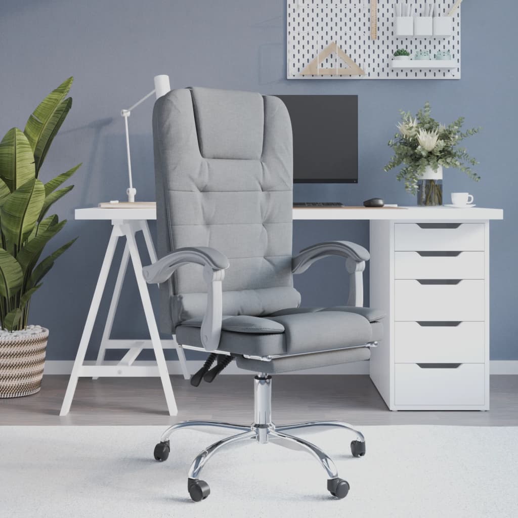 vidaXL Massage Reclining Office Chair Massage Office Adjustable Chair Fabric-4