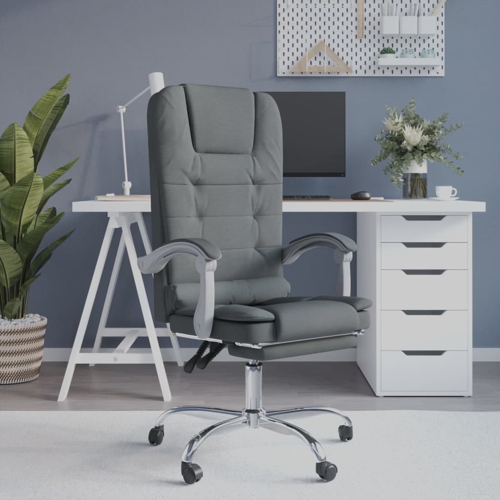 vidaXL Massage Reclining Office Chair Massage Office Adjustable Chair Fabric-3