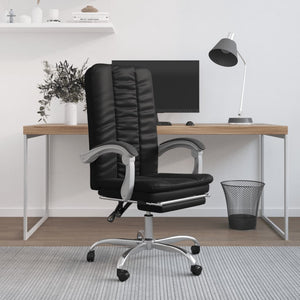 vidaXL Reclining Office Chair Black Faux Leather-1