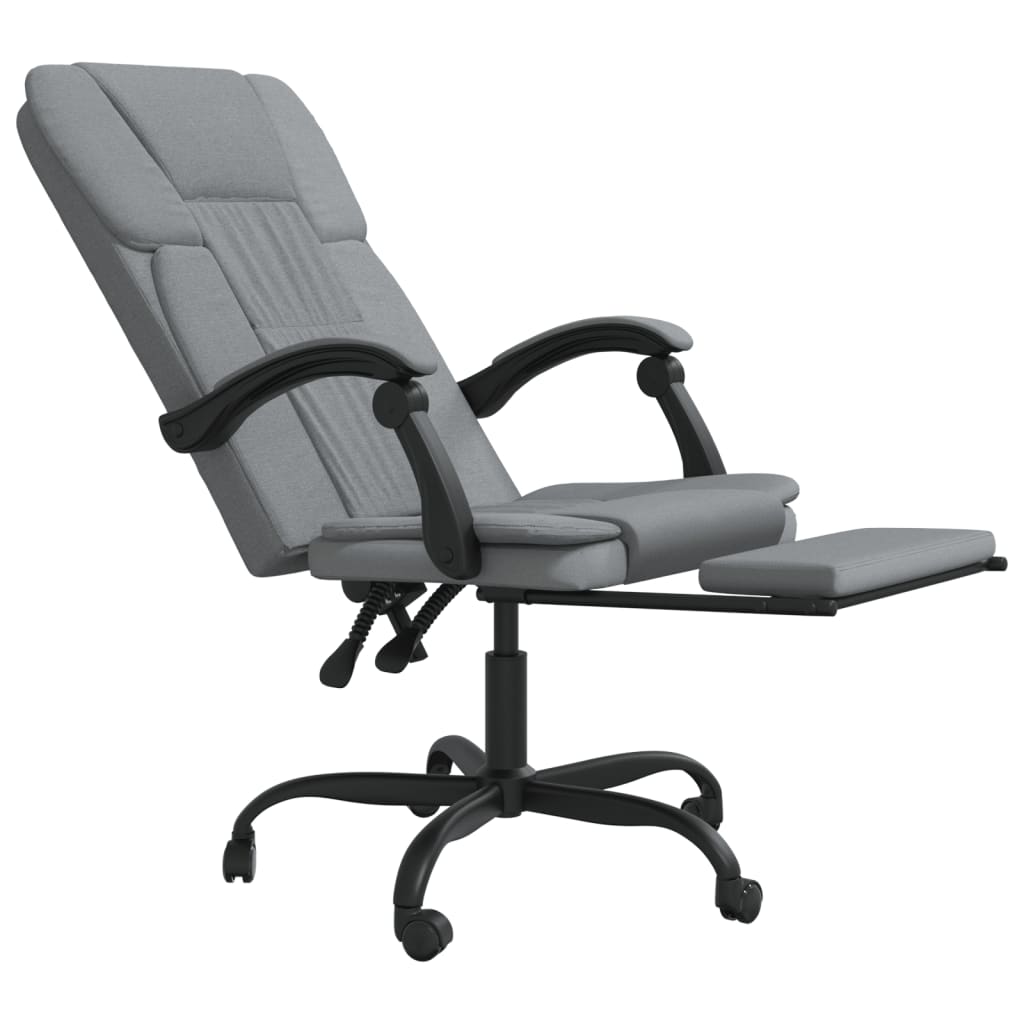 vidaXL Chair Swivel Reclining Desk Chair with Wheels for Living Room Fabric-13