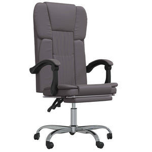 vidaXL Chair Reclining Desk Chair with Wheels for Living Room Faux Leather-2