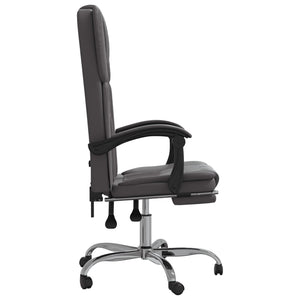 vidaXL Chair Reclining Desk Chair with Wheels for Living Room Faux Leather-9