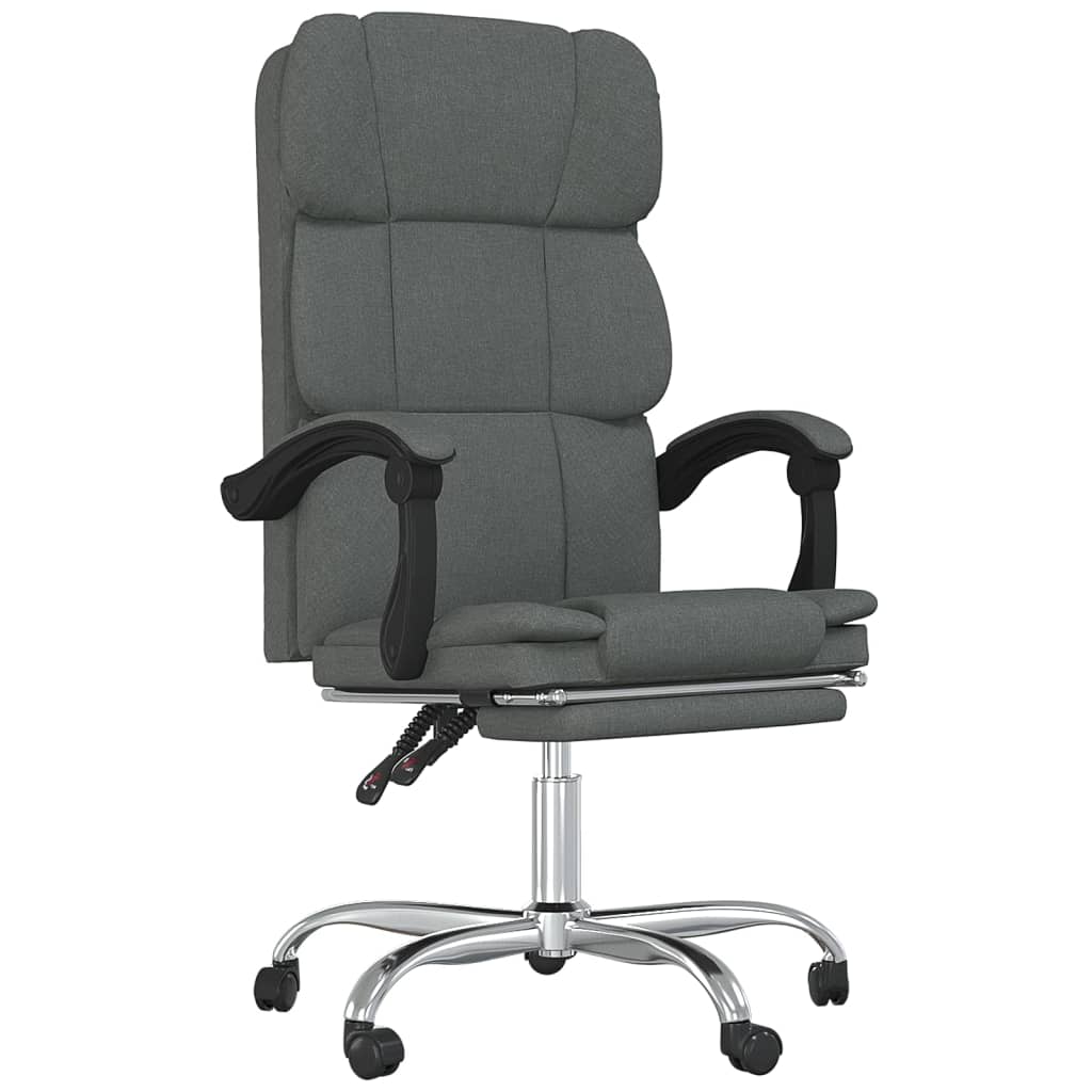vidaXL Reclining Office Chair Dark Gray Fabric-0