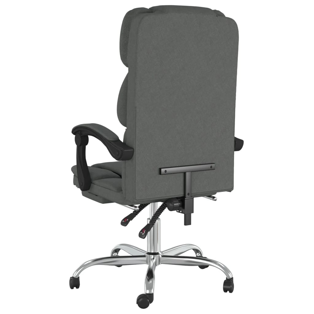 vidaXL Reclining Office Chair Dark Gray Fabric-12