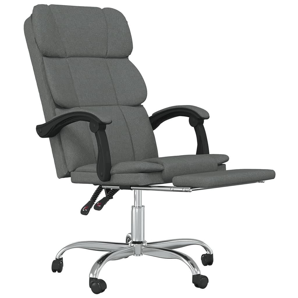 vidaXL Reclining Office Chair Dark Gray Fabric-14